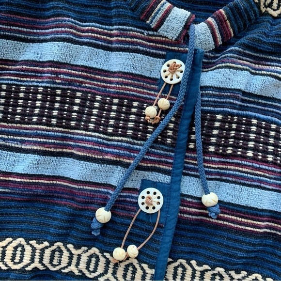 Flashback Southwest Tapestry Chenille Buttoned Jacket Navy Blue Beige Size Large - Picture 4 of 7